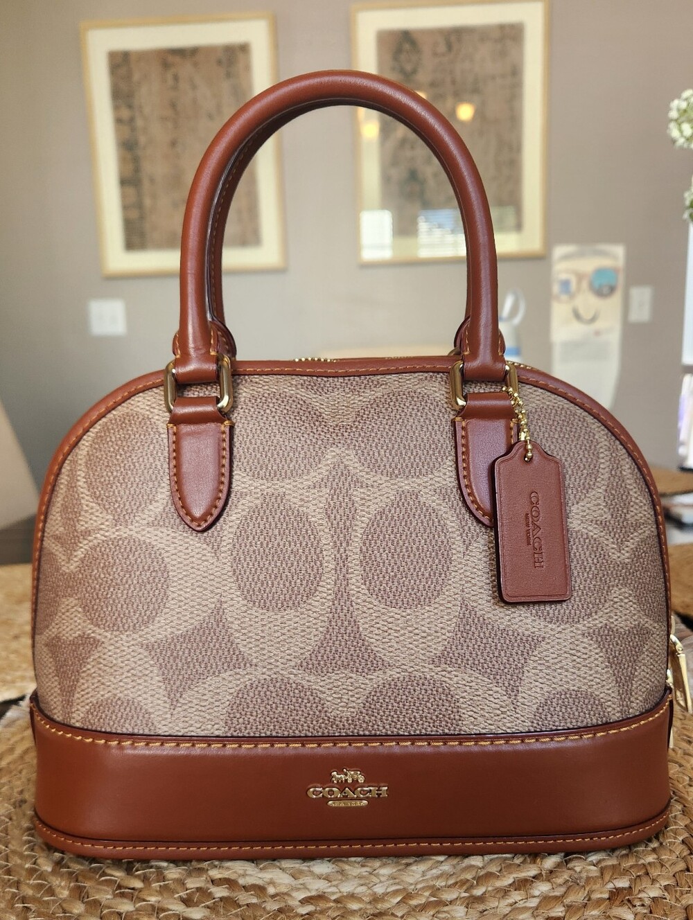 Coach Sabrina Signature Satchel In Tan/ Caramel NWT